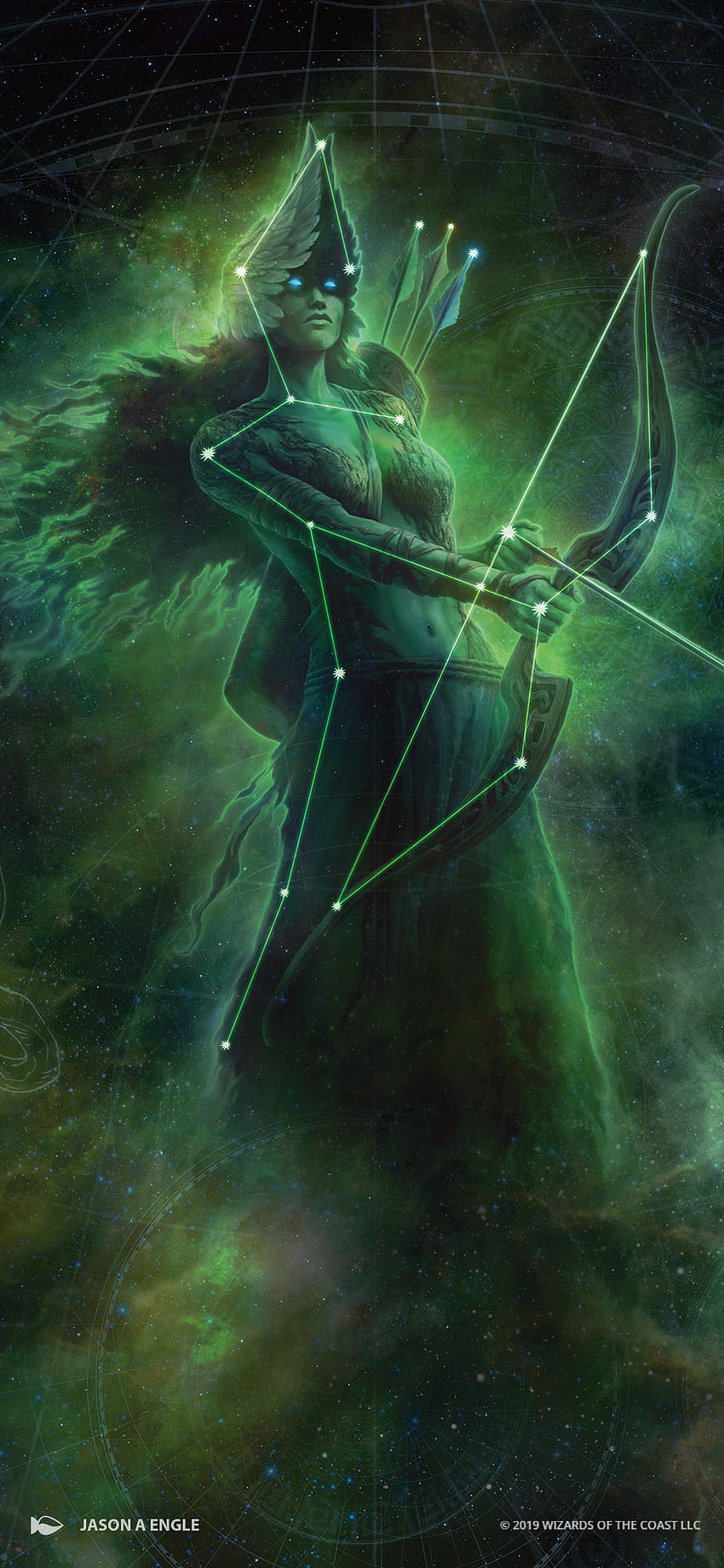 Secret Lair: Magic World Championship XXVI, Green Magic'ten Theros Stargazing Sanatı HD telefon duvar kağıdı