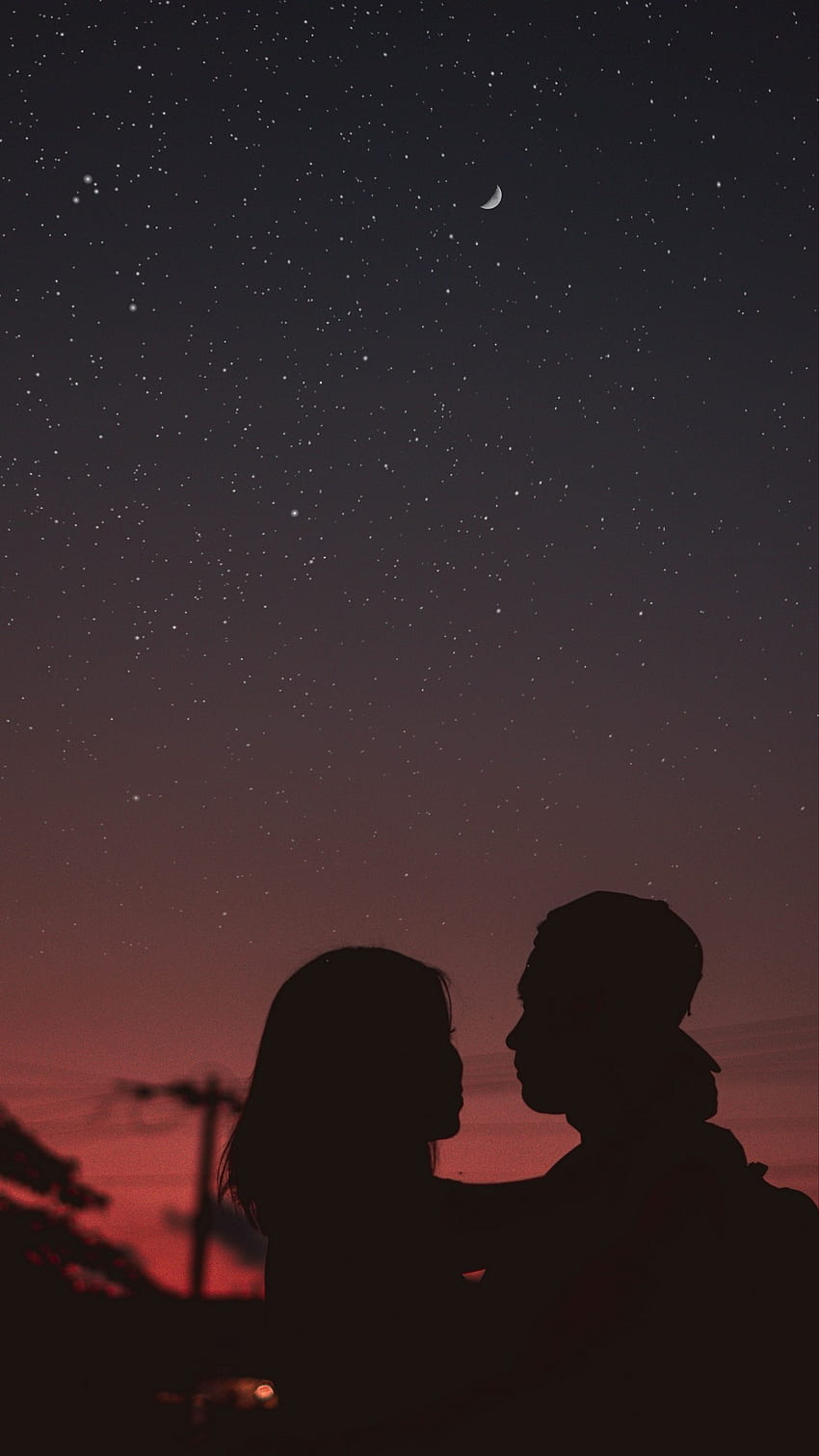 melhor casal, céu, noite, estrela, objeto astronômico, atmosfera, horizonte, astronomia, espaço, nuvem, Crepúsculo - beijo, Casais iPhone Papel de parede de celular HD