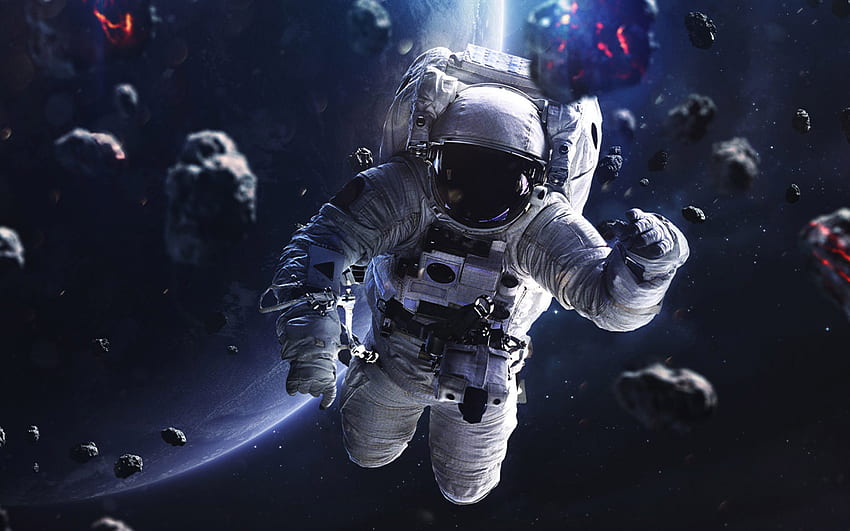 Astronaut In Space Space Rock Scrap From Exploded Planet Fantasy Art Gallery For, Astronaut PC HD wallpaper