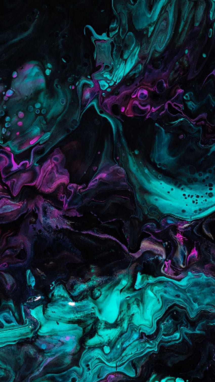 Paint Stains Mixing Liquid Turquoise Purple Dark ., Pink Purple e Turquoise Sfondo del telefono HD