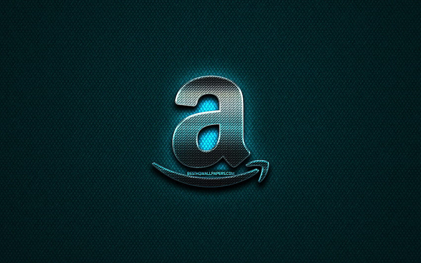 Amazon glitter logo, creative, blue, Amazon HD wallpaper
