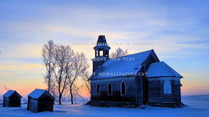abandoned church the plains winter HD wallpaper