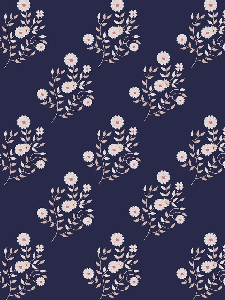 Dunkelblauer romantischer Art-allgemeiner Klasse mit Ziegeln gedeckter Blumenhintergrund, dunkelblauer, romantischer, Hand gezeichneter Hintergrund für HD-Handy-Hintergrundbild