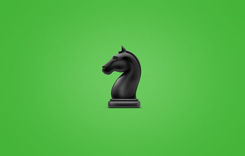馬, ミニマリズム, チェス, チェス, 馬, 緑がかった背景, セクション минимализм 高画質の壁紙