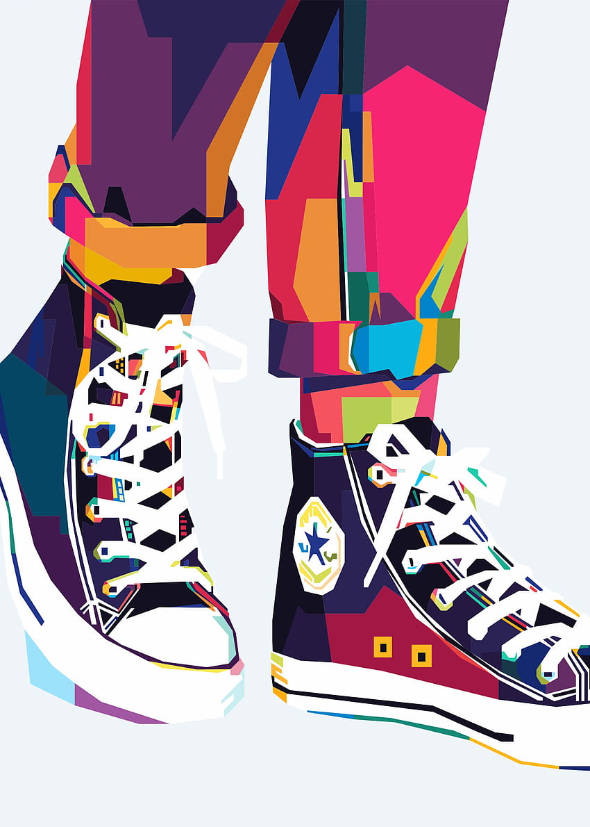 ilustracja butów converse. Ilustracja trampek, sztuka obuwia, sztuka tenisówki, sztuka abstrakcyjna Converse Tapeta na telefon HD