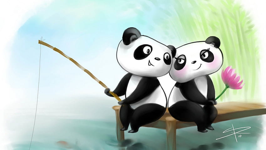 Cute Couple Panda . Best . cute, Drawing Panda HD wallpaper
