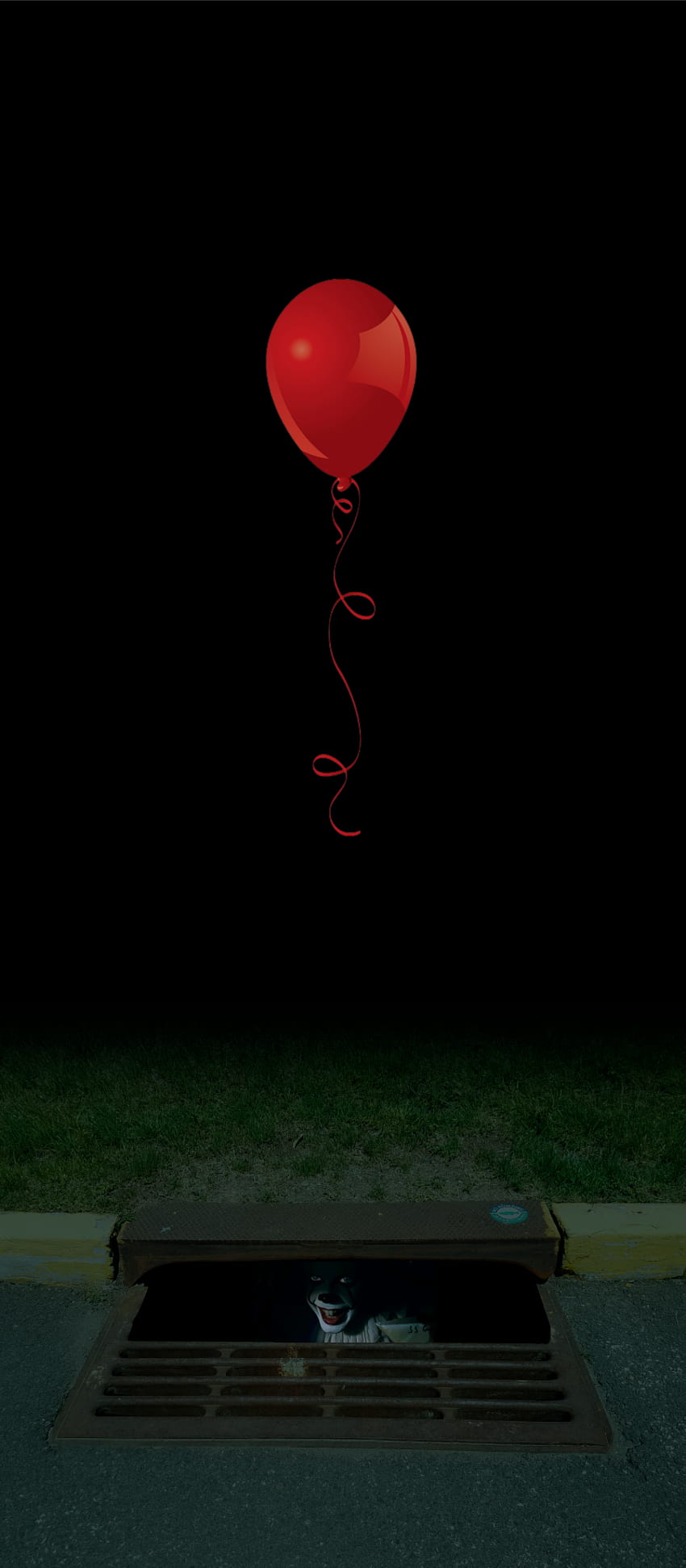 Pennywise, Red Balloon, to film, kanał kanalizacyjny, oklejanie drzwi, owijanie rm. Straszny, czerwony balonik, Pennywise Tapeta na telefon HD