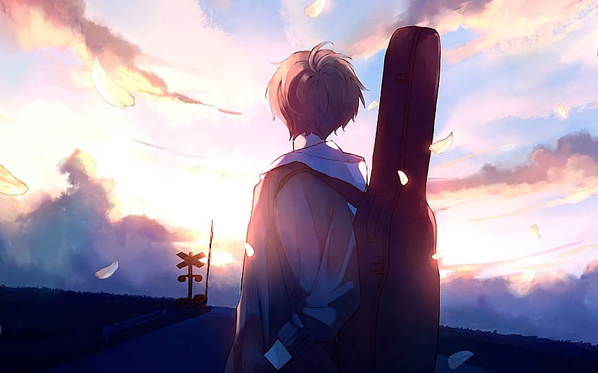 Resolusi Anime Boy Guitar Painting , , Background, dan, Guitar Sad Boy Wallpaper HD