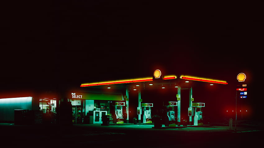 Stacja benzynowa - Rozdzielczość: Neonowa stacja benzynowa Tapeta HD