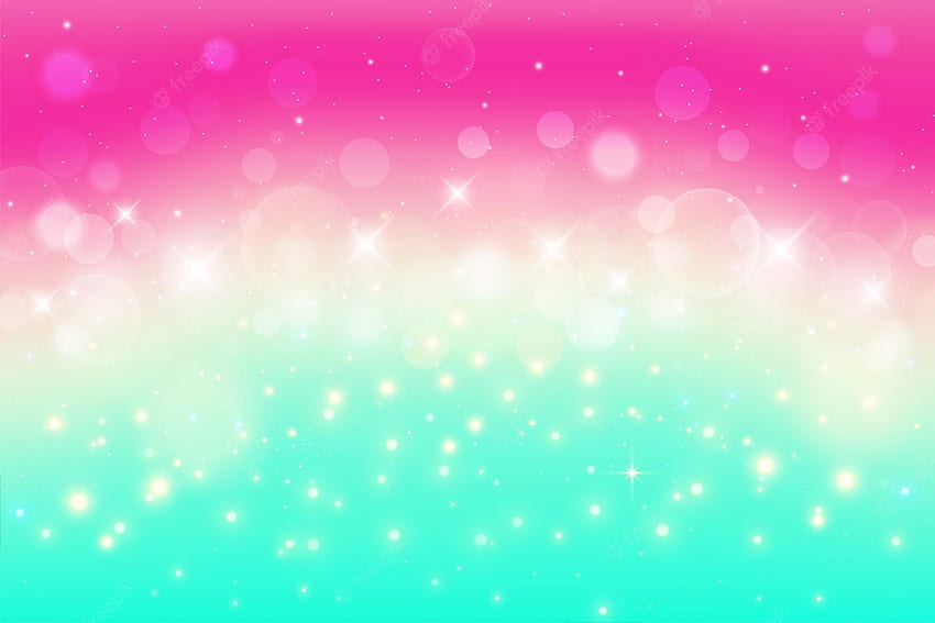 프리미엄 벡터. 별이 있는 디자인 유체 배경 일출 하늘을 위한 분홍색 청록색 그라데이션 배경 HD 월페이퍼