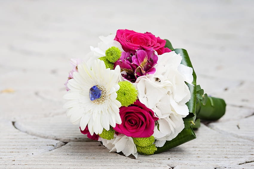 Mit Liebe, Blumenstrauß, Rosen, Gänseblümchen, Hochzeit, Natur, Blumen, Braut, für Sie HD-Hintergrundbild