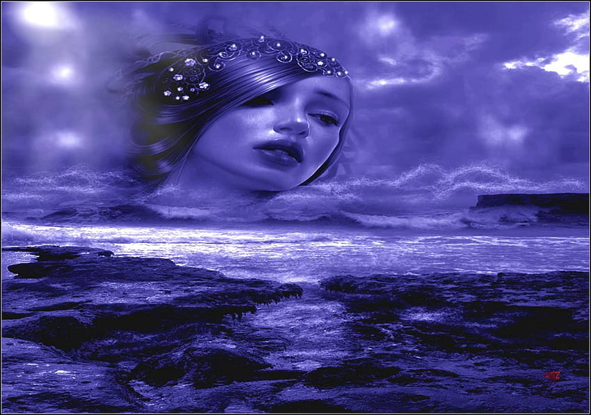 Diosa del mar, pasion, azul, color, vista HD wallpaper