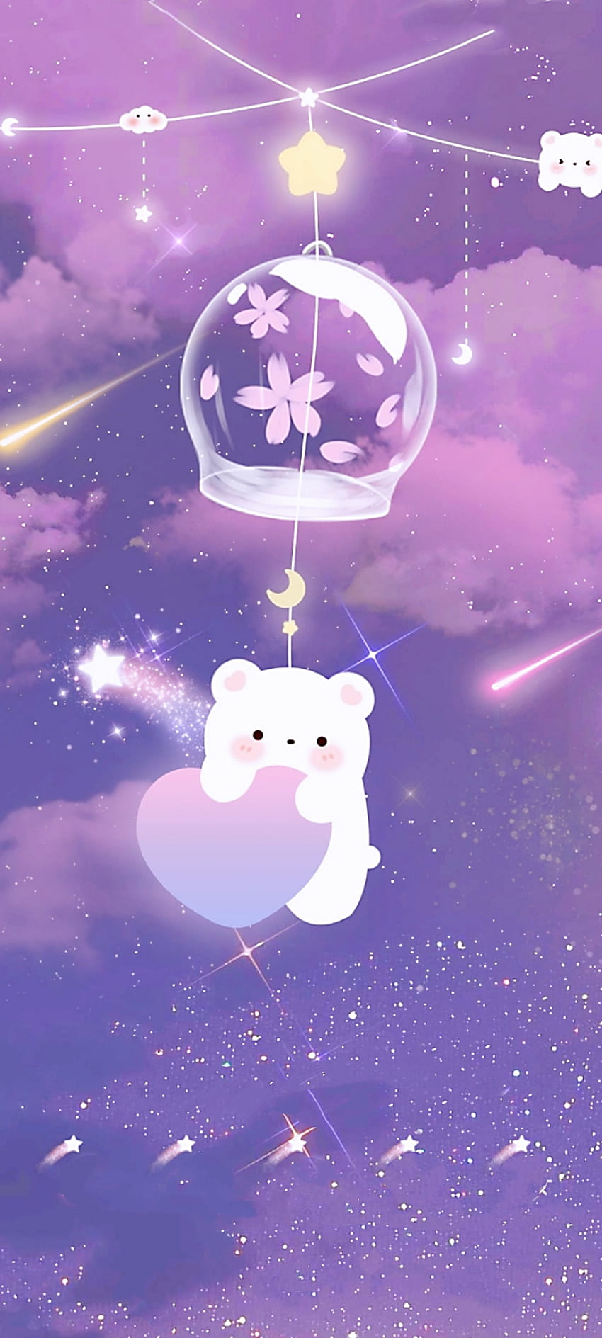 Cute White Bear, purple HD phone wallpaper