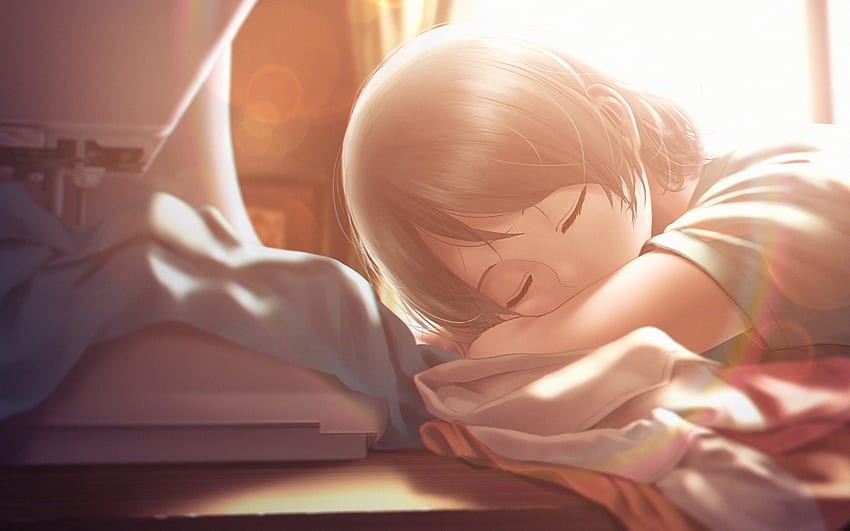 Watanabe You, Anime Girl, Sleeping, , , Background, Umszhc, Sleepy Anime HD wallpaper