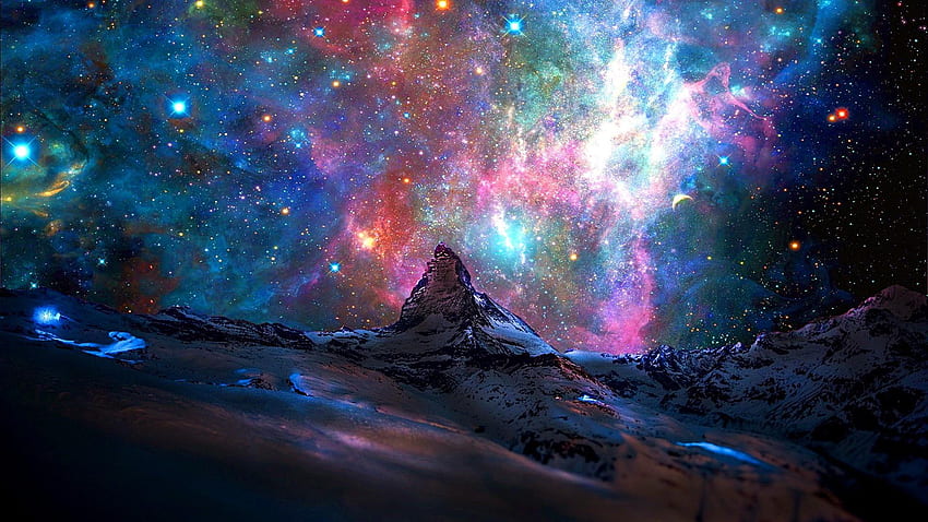 Matterhorn และ A Galaxy - ศิลปะแฟนตาซี . สตูดิโอ วอลล์เปเปอร์ HD