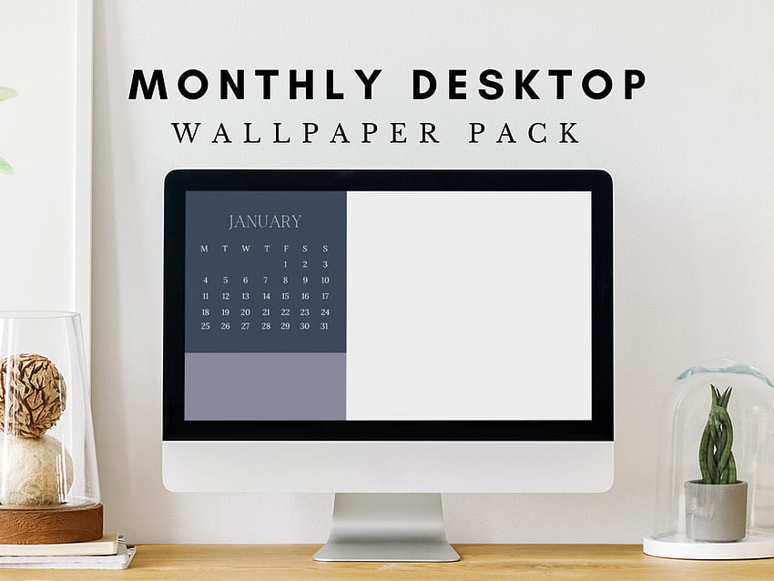 Minimalistyczny niebieski miesięczny kalendarz cyfrowy, elegancki minimalistyczny Tapeta HD