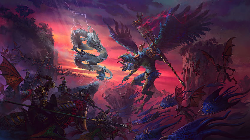 Slaanesh Khorne Tzeentch Nurgle Total War Warhammer III HD wallpaper