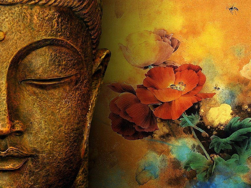 Comprar Avikalp Exclusive Awi3278 Meditando Lord Buddha Flowers to Offer Full (152cm x 121cm) en línea a precios bajos en India, Budista fondo de pantalla