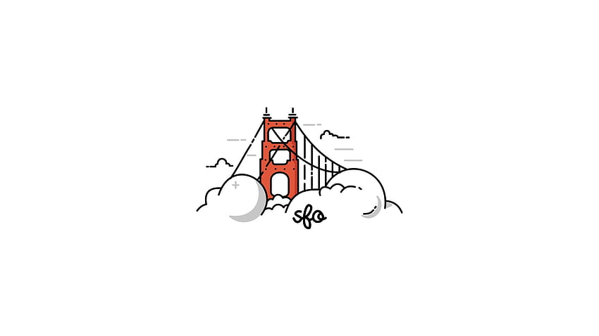 Most Golden Gate, chmury, minimalne Tapeta HD