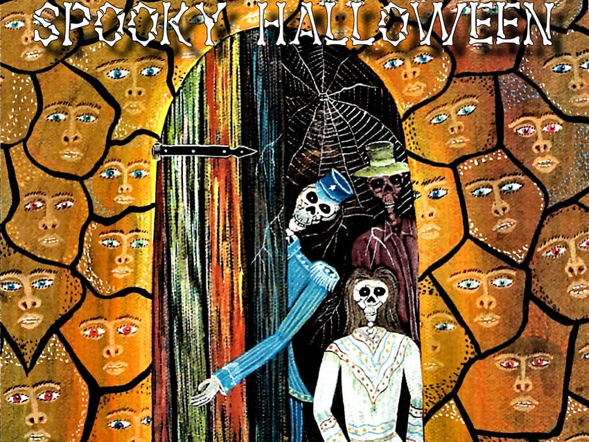 Spooky Halloween 2, งานศิลปะ, ฮาโลวีน, ซอมบี้, ผี, ศิลปะ, โครงกระดูก, หลุมฝังศพ, ประกอบ วอลล์เปเปอร์ HD