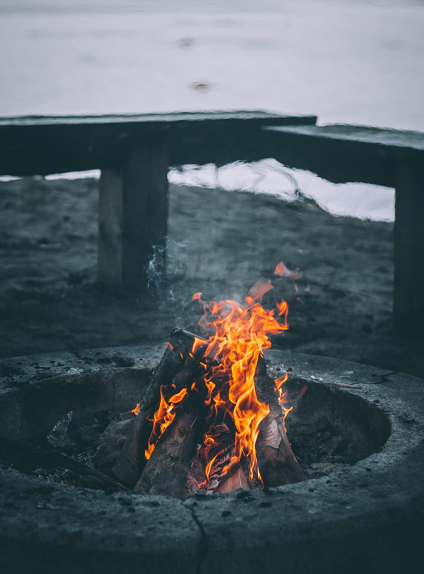 Feuer, Rauch, Lagerfeuer, Flamme, Verschiedenes, Sonstiges, Brennholz HD-Handy-Hintergrundbild