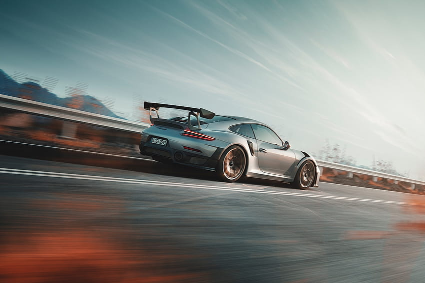 Porsche 911 GT2, размазване на движението, спортна кола HD тапет