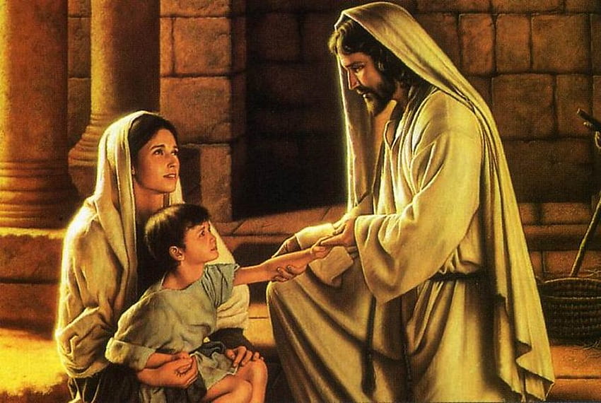 イエス、母と息子、母、イエス、キリスト、宗教、子供、キリスト教 高画質の壁紙