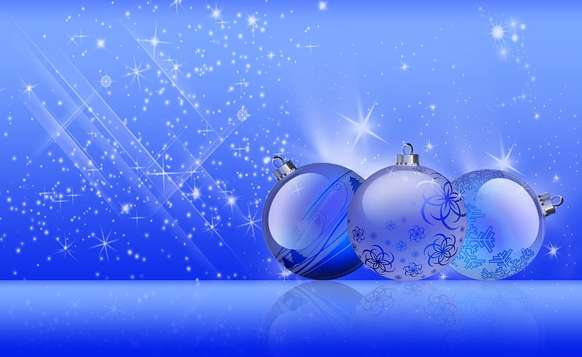 Jours fériés, Vacances, Fond bleu, Décorations de Noël, Jouets pour arbres de Noël, Boules, Miroitement, Scintillement Fond d'écran HD