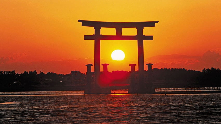 Torii Gate, Japan Sunrise HD wallpaper