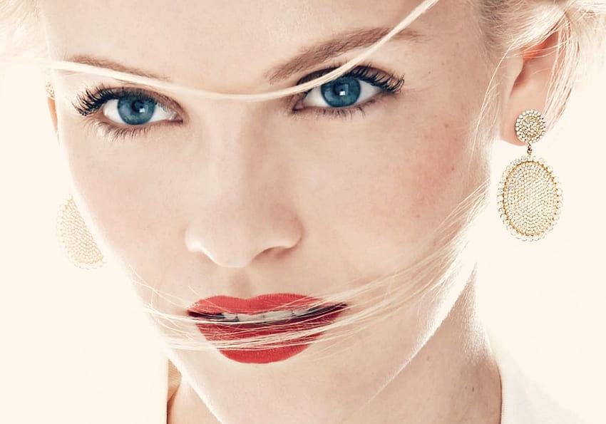 Ginta Lapina, weiß, Model, blaue Augen, blond, rot, Mädchen, Frau HD-Hintergrundbild