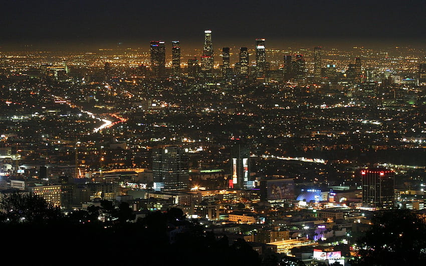 都市, 夜, 上からの眺め, パノラマ, ロサンゼルス 高画質の壁紙