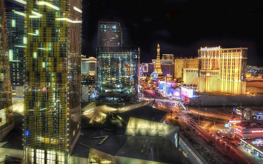 vista da faixa de vegas à noite r, noite, cidade, luzes, rua, hotéis, r, skyscapers papel de parede HD