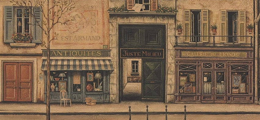 Retro French City Street Shops Vintage, Vintage Building HD wallpaper