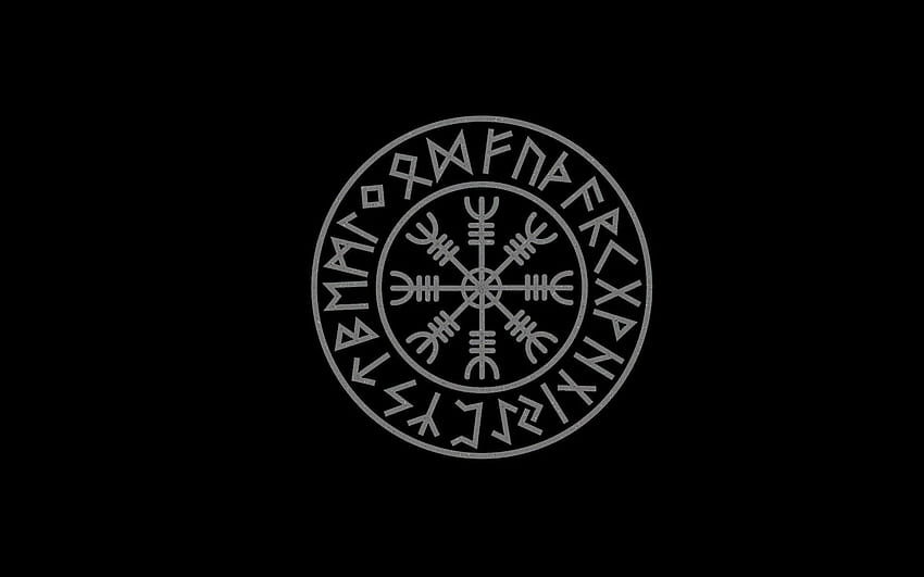 Elder Futhark mit Aegishjalmur. Keltisches Wikinger-Design, Wikinger-Rune HD-Hintergrundbild