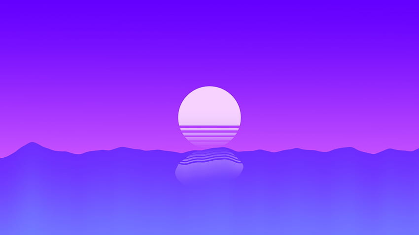 Sunset Outrun Minimalism 1440P Auflösung, Violett Minimalistisch HD-Hintergrundbild
