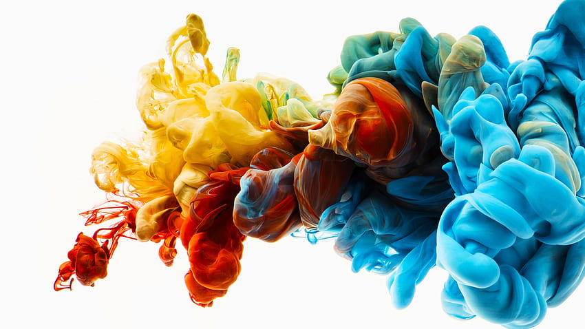 3D Colorful Smoke 2, white background, smoke, coloful, 3d, abstract HD wallpaper