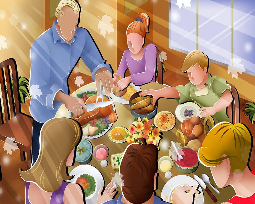 วันขอบคุณพระเจ้า 2 อาหารเย็น ข้าวโพด วันขอบคุณพระเจ้า ครอบครัว ไก่งวง วอลล์เปเปอร์ HD