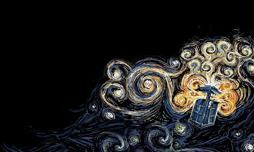 Van Gogh - Doctor Who Tardis Noche estrellada - fondo de pantalla