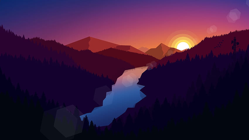 Forest Dark Evening Sunset, Sunset Minimalist HD wallpaper