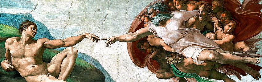 絵画、ミケランジェロ、アダムの創造、システィーナ礼拝堂 高画質の壁紙