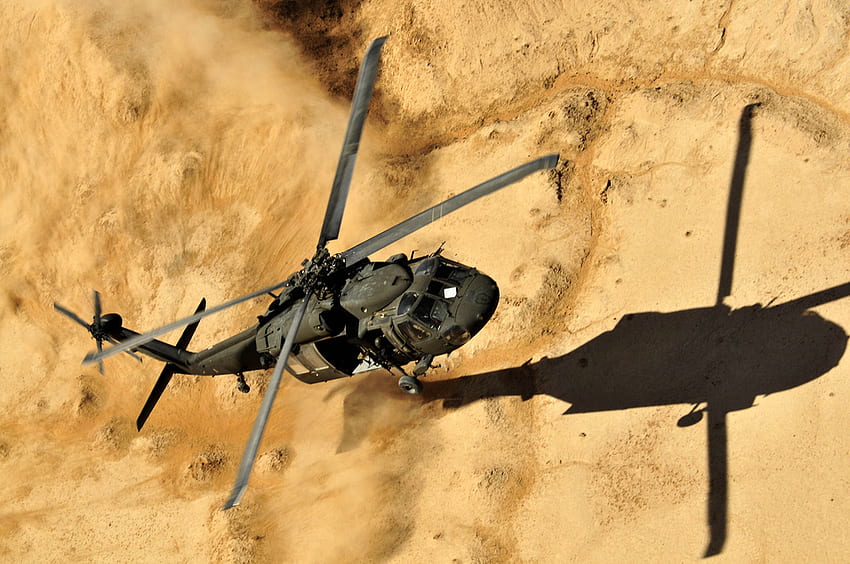 Dust Landing, wojsko, armia amerykańska, czarny jastrząb, afganistan, helikopter wojskowy, helikopter, uh-60, uh-60 black hawk Tapeta HD