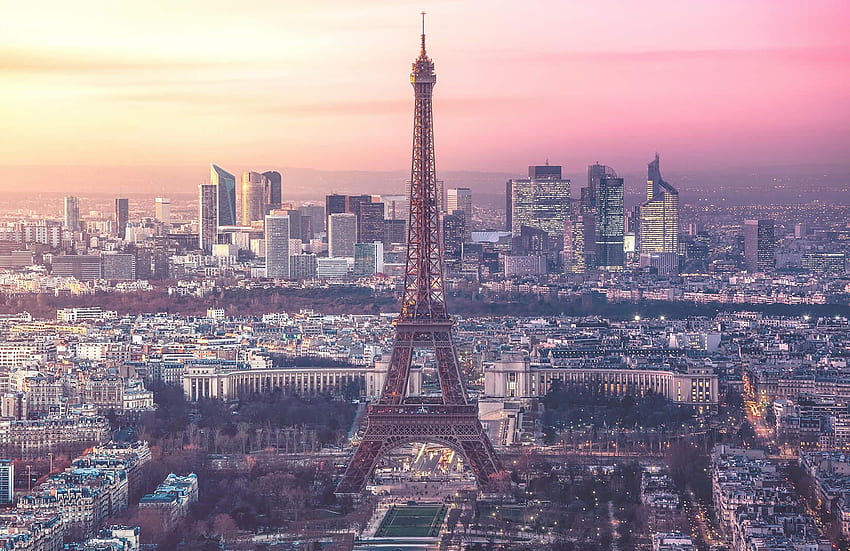 Sunset Eiffel Tower City Plain Wall, Pastel Paris HD wallpaper | Pxfuel