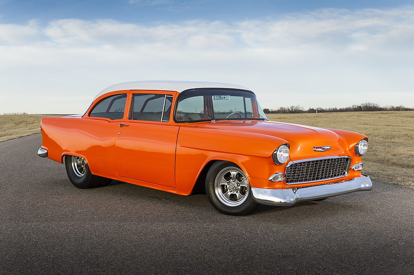 Chevrolet 150 Pro Streeter cars classic orange, 55 Chevy Muscle Car HD wallpaper
