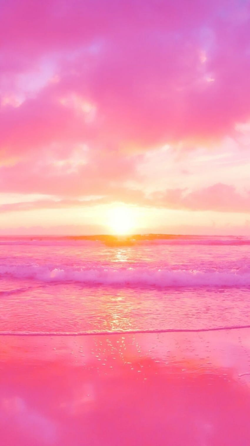 น่ารักเกินต้านทานสำหรับ iPhone 2022 สีชมพู Girly Beach วอลล์เปเปอร์โทรศัพท์ HD