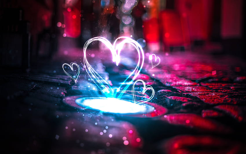 Neon Love Hearts, Neon Ultra Dark HD wallpaper | Pxfuel