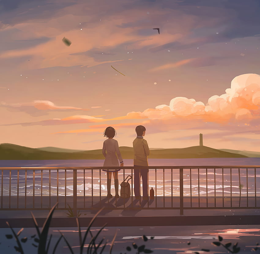 Anime, couple, lets talk, original HD wallpaper