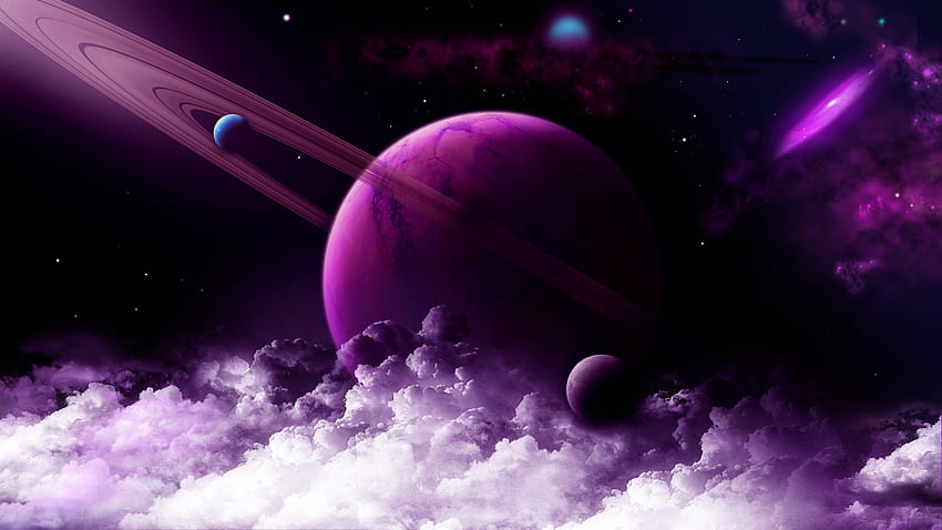 Universum, Wolken, Violett, Ring, Lila, Planet HD-Hintergrundbild