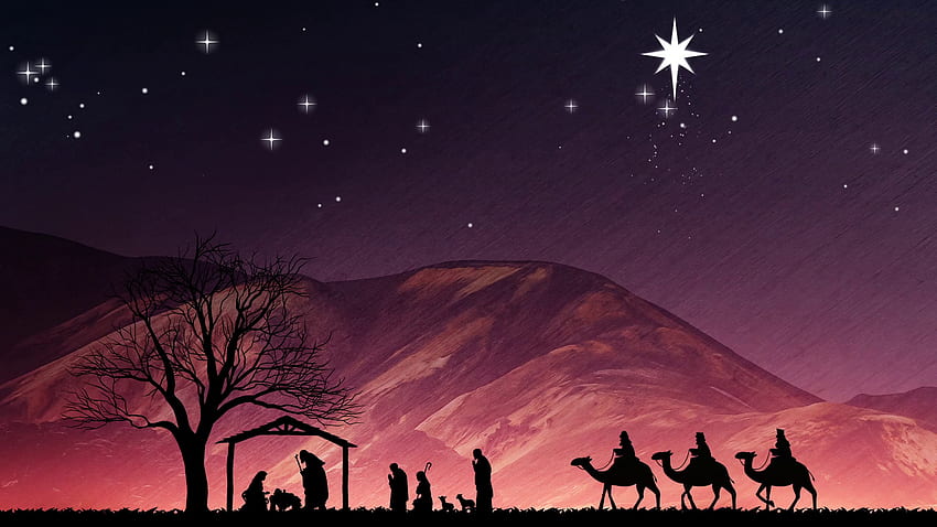 Crèche de Noël. Shepherds Wise Me et grand fond de mouvement d'étoile de Bethléem - VideoBlocks Fond d'écran HD