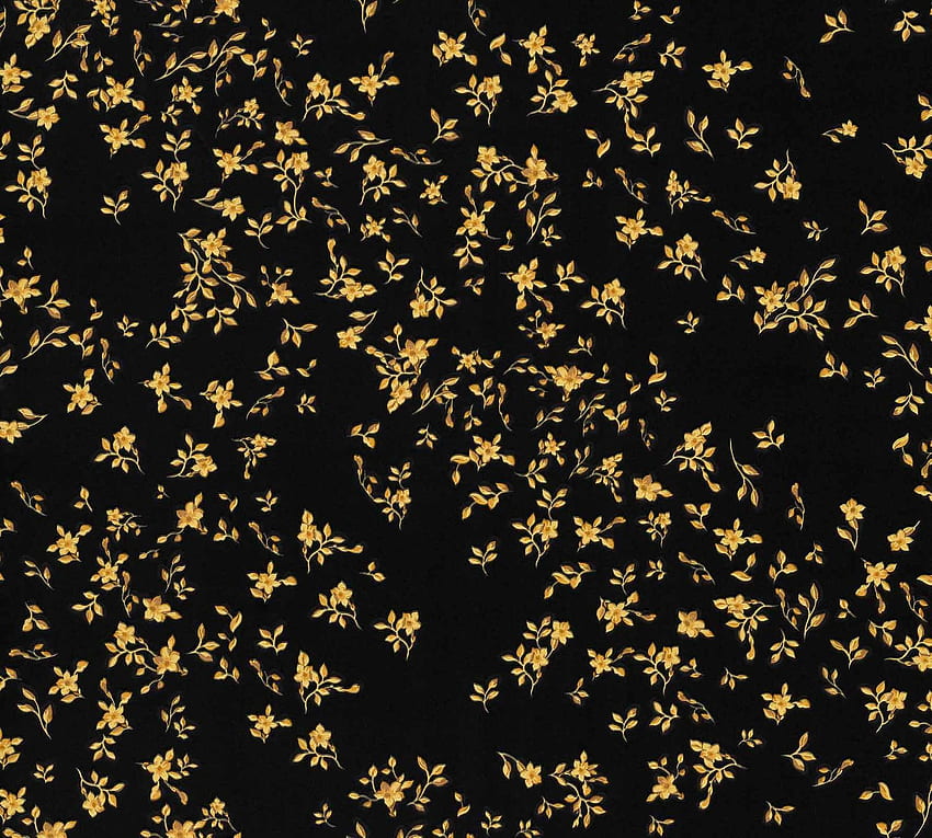 Versace Home Flowers emas hitam Metalik 935854, Pola Emas Wallpaper HD