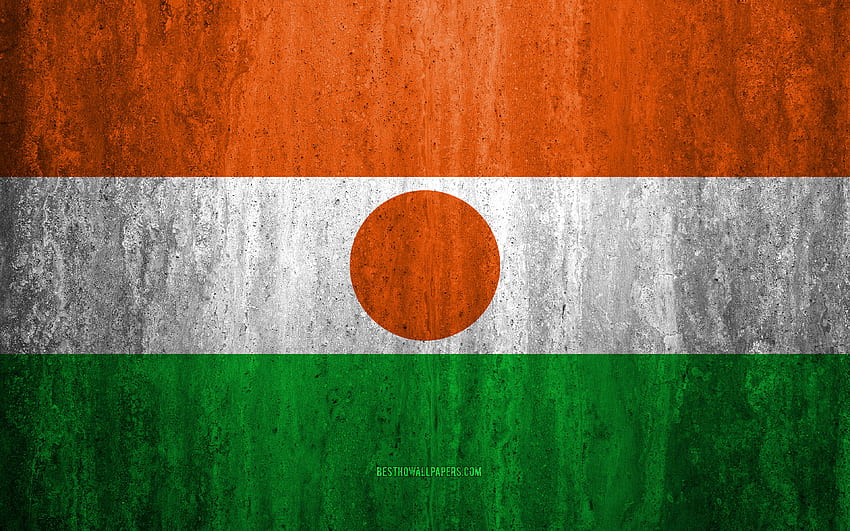 Flag of Niger, , stone background, grunge flag, Africa, Niger flag, grunge art, national symbols, Niger, stone texture for with resolution . High Quality HD wallpaper